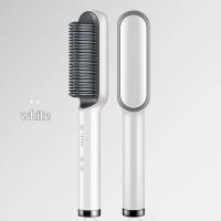 Plancha de pelo de anión 2 en 1, rizador con pantalla LCD para cabello seco/húmedo, peine eléctrico para mujer - details 10