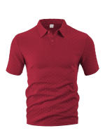 Hombre verano slim transpirable transpiración suelta casual color sólido jacquard hombre manga corta Polo - details 26