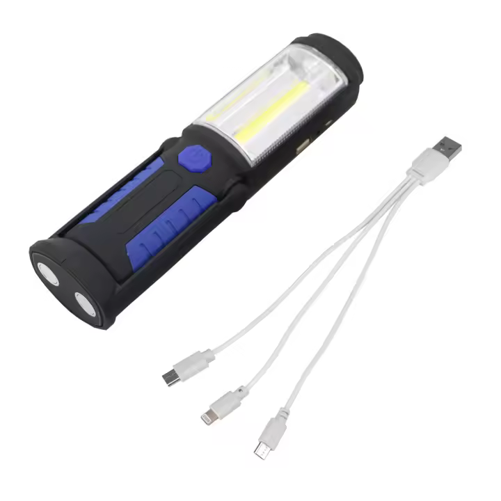 Linterna LED COB para reparación de coche, lámpara de Camping impermeable con imán, carga USB, gancho de luz giratorio de 90 ° - 1