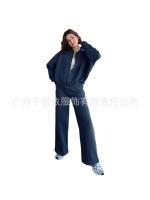 2025 Conjunto de dos piezas de primavera y otoño para mujer Chaqueta holgada informal con cremallera Moda versátil - details 15