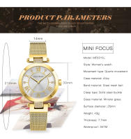 Reloj de cuarzo MINI FOCUS para mujer con esfera de diamantes, movimiento japonés, reloj delgado resistente al agua, pulsera de malla de acero inoxidable - details 3