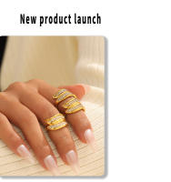 Exquisito Anillo enredado de varias Capas de ZIRCON Mujer Nueva Fashion brilliant Anillo Abierto Gift de joyeria Diaria Fiesta de Chicas - details 4