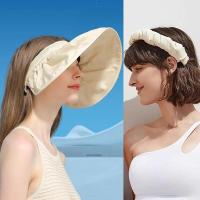Sombrero para el sol de concha para mujer, protección UV, aro para el cabello de doble uso, gorra plegable de ala ancha, playa al aire libre de verano - details 1