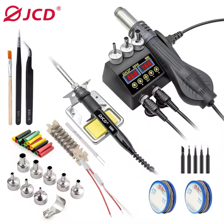JCD 8898 2-in-1 Soldering Station 750W Hot Air Gun LCD Digital Display Adjustable Temperature SMD BGA Welding Repair Tools - 1