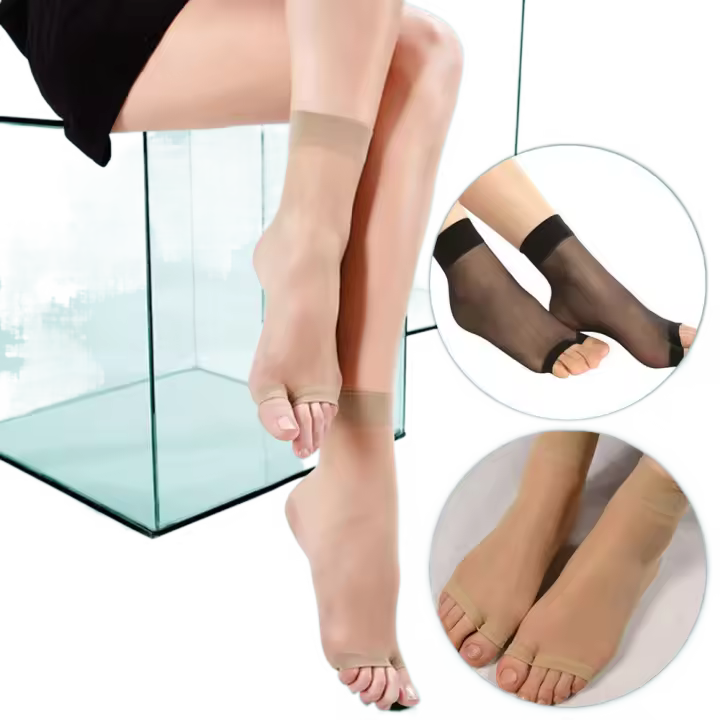 Calcetines de cuidado suave para mujer, calcetines ultrafinos de media pantorrilla para primavera y verano, punta abierta - 1
