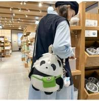 Bolso de hombro multifuncional informal con dibujos animados de Panda 3d para niños, mochila escolar, bolso cruzado con colgante de muñeco de peluche - details 16