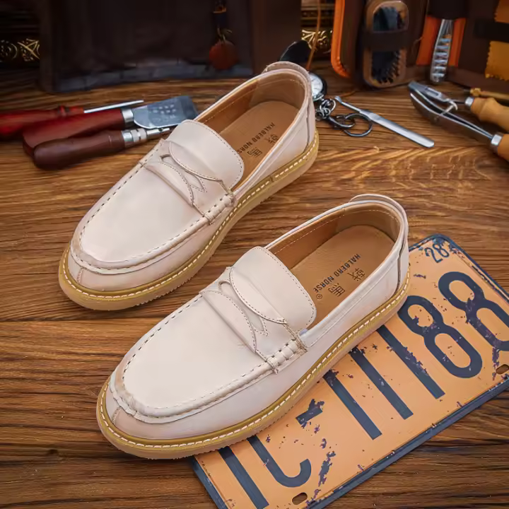Zapatos de cuero de vaca puro de alta gama, cuero de vaca de primera capa, transpirables, suela suave, zapatos de hombre. - 1