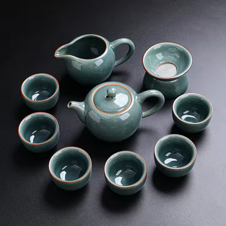 Nuevo juego de Kung Fu para el hogar Bai Cai Ru Kiln con piezas abiertas, cuencos con tapa habitables, ollas y regalos creativos para tazas de té - 1