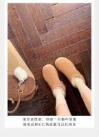 Zapatos de algodón de cuero con plataforma de tacón alto, botines cortos de terciopelo con tacón grueso, botines de tacón bajo. - details 9