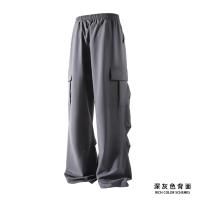 Pantalones casuales de secado rápido, pantalones de cintura elástica rectos sólidos plisados ​​con bolsillo lateral a la moda para hombres, pantalones sueltos de seda de hielo para uso diario - details 10