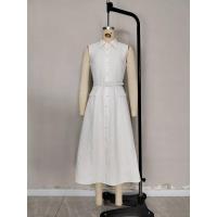 Vestido de verano otoño nuevo de color sólido sin mangas con cinturón, hebilla de perlas, ajuste ceñido y abertura para ir al trabajo. - details 1