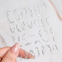 Pegatinas de Uñas de Metal 3D Plateado Diseño de Líneas de Bronceado Dorado - details 6