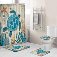 Cortina de Ducha Impermeable Juego de 4 Piezas para Baño Alfombra de Piso Antideslizante - details 2