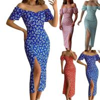 Un escote único festivo, una cintura delgada con un temperamento de apertura y un vestido floral de talla grande para mujer. - details 6