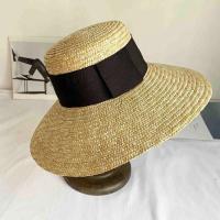 Sombreros anchos de diseño para mujer, sombrero de playa de iglesia de verano con cinta de paja recortada de grosgrain, hecho a mano - details 3