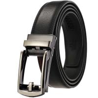 Cinturón de Negocios de Cuero Genuino BUNO Tamaño Grande Hebilla Automática de Metal Negro - details 8