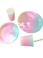 Juego de vajilla de arcoíris para decoración de fiesta de cumpleaños, platos de papel, vasos, servilletas, mantel desechable para Cena - details 13