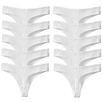 10PCS Conjunto De Bragas De Algodón Para Mujer Estilo Deportivo Y Sexy Transpirables Cómodas Y Suaves G-Strings En Rayas - details 19