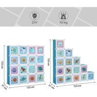 Organizador Modular para Niños 15 Cubos de Plástico Azul para Ropa, Zapatos, Juguetes - details 3