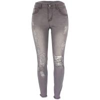 Pantalones vaqueros de cintura alta para mujer, pantalones vaqueros desgastados y rasgados, moda coreana nueva - details 1