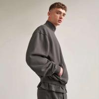 Decheng OEM Top Cotton Sudadera con capucha para hombres y mujeres Cremallera de metal Gris Marrón Hombro caído Ropa de calle Ropa deportiva - details 6