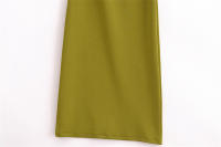 Vestido Midi Cortado Verde para Mujer OUWU Vestido Largo Sin Mangas para Primavera y Verano - details 3