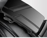 Cinturón de cuero PU negro con hebilla automática para hombre, alta calidad, 105, 150, 140, 130, 160, 170cm, talla grande - details 3