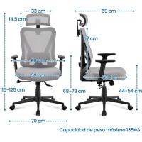 Silla de Oficina Ergonómica Sillon de Escritorio con Resalto Ajustable entre 90° y 130° - details 11