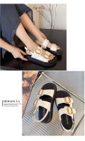 Sandalias de plataforma con suela gruesa, casuales, de verano, con doble fila de hebilla metálica para mujer - details 15