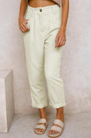 Pantalones largos de pana de cintura alta, casuales, de color sólido, holgados y rectos para mujer, otoño. - details 26