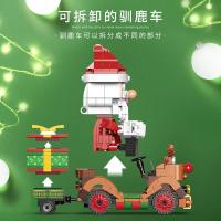 Bloques de construcción de carrito de alce de Papá Noel para niños, modelo creativo, Juguetes DIY, regalos de vacaciones, decoración - details 2