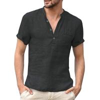 Novedad de verano, camisas informales de lino y algodón a la moda, camisetas transpirables de manga corta para hombre - details 0