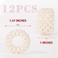 Juego de servilletas de boda de perlas blancas, hebilla, decoración de mesa, 12 piezas - details 2