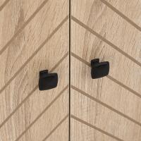 Moderno Armario de Buffet de Madera Natural y Negro 2 Puertas, Estantes para Comedor, Salón, Dormitorio - details 7