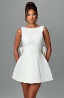Vestido corto elegante con lazo de perlas y espalda descubierta para mujer, minivestidos bonitos de fiesta sin mangas, negro, blanco, rosa, elegante, noche de cumpleaños Y2K - details 2