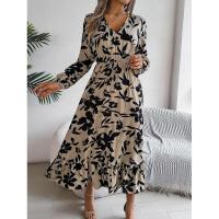 Vestidos de moda con cuello en V Vestido estético de manga larga con volantes florales para mujer, nuevo en oferta - details 4