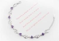 Andara Pulsera de Amor Elegante de Plata Esterlina Amatista Morada Doble Corazón - details 3