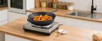 SucceBuy Juego de sartenes de hierro fundido, colección de 4 piezas (155, 205, 260, 305 mm), sartenes pre-sazonadas con mangos de silicona resistentes al calor, utensilios de cocina versátiles para hornos, estufas de gas, eléctricas e inducción, negro - details 8