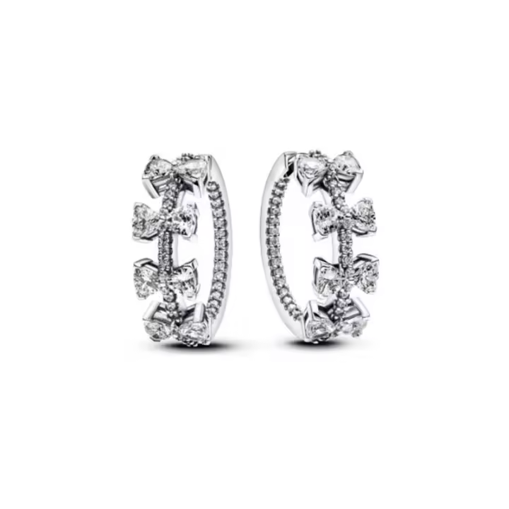Pendientes de aro plateados brillantes, adecuados para mujer. - 1