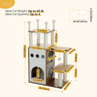 Árbol de madera para gatos, rascador para uso en interiores con poste rascador, accesorios para gatos y condominio - details 0