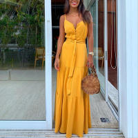 Vestido camisola de longitud media con cuello en V a la moda para mujer sin mangas, nuevo estilo de verano - details 4