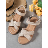 Sandalias de playa para mujer, talla grande, planas, con punta abierta, casuales, con velcro, para estudiantes, de verano. - details 0
