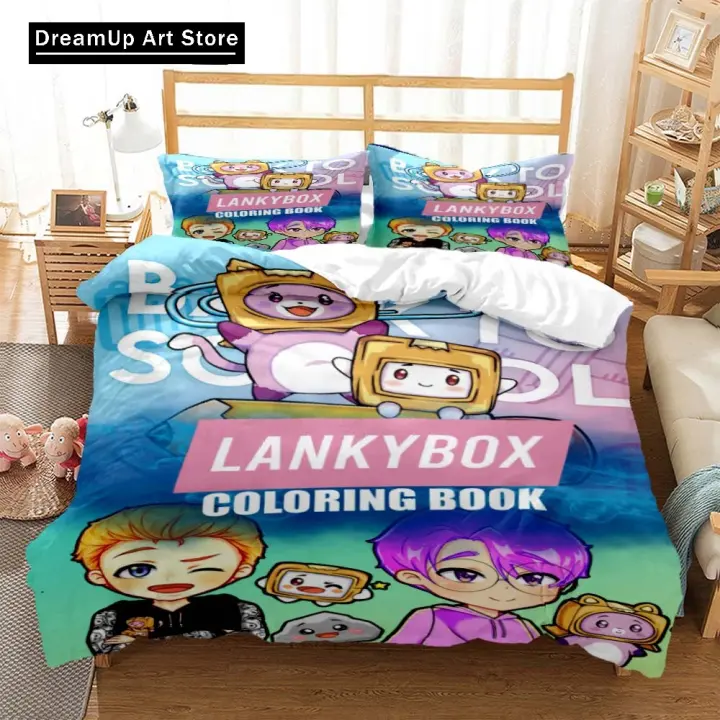 Conjunto de Cama 3D Impreso de Dibujos Animados Lankybox Foxy Tamaño Rey, Suave y Cómodo para Ropa de Cama - 1
