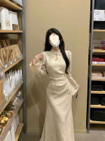 Vestido cheongsam grande de diseño de estilo francés para mujer en otoño e invierno, estilo Hepburn, vestido negro pequeño, mm de grasa, cintura - details 7