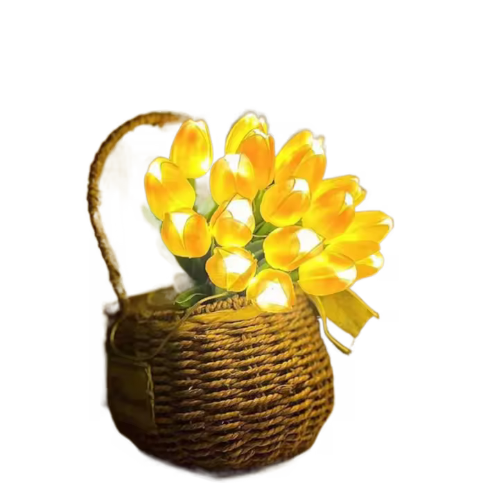 Lámpara LED de noche de tulipán, lámpara de mesa con diseño de simulación, lámpara de flores de tulipán artificiales, flores artificiales decorativas - 1
