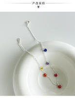 Tobillera de diseño de primavera y verano de plata de ley con circonita colorida, accesorios para mejores amigos de estudiantes, nuevo - details 8