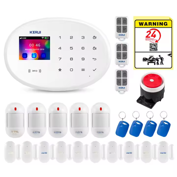 KERUI Tuya WIFI GSM sistema de alarma inteligente seguridad del hogar Buglar RFID APP Sensor de puerta de movimiento inalámbrico Detector cámara IP sirena Alexa - 1