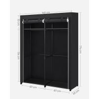 Armario de Tela Portátil Barras para Colgar, Perchero, Plegable, Guardarropa para Dormitorio, Estudio 140 x 43 x 174 cm, Gris RYG02GY - details 20