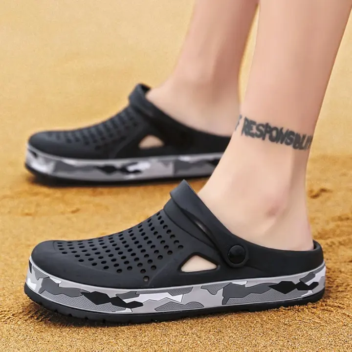Gran venta de zuecos de marca, sandalias para hombre, zapatos casuales, sandalias ligeras para hombre, toboganes al aire libre, zapatos de jardín de suela suave, sandalias de playa de verano - 1