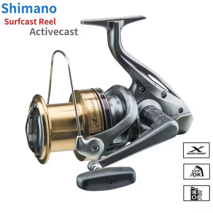 Shimano-carrete de pesca Activecast Surfcast, bobina de pesca de bajo perfil para playas de agua salada, 3,8: 1 - 1